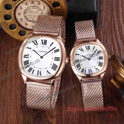 Best Copy Drive De Cartier Couples Watches - White Roman Dial 